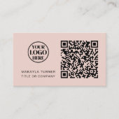Carte De Visite Code QR Logo Entreprise Rose Pâle Professionnel (Devant)