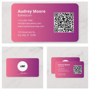 Carte De Visite Code QR Logo Esthéticienne Maquillage