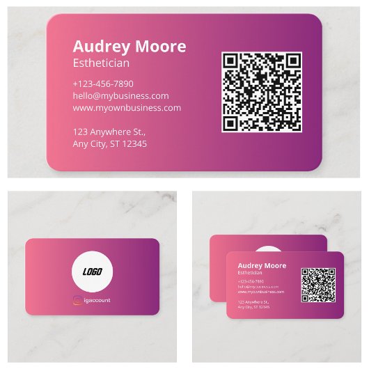 Carte De Visite Code QR Logo Esthéticienne Maquillage