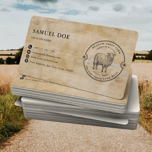 Carte De Visite Code QR LOGO Ferme de mouton d'agneau rustique