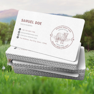 Carte De Visite Code QR LOGO Ferme de mouton d'agneau rustique Rou