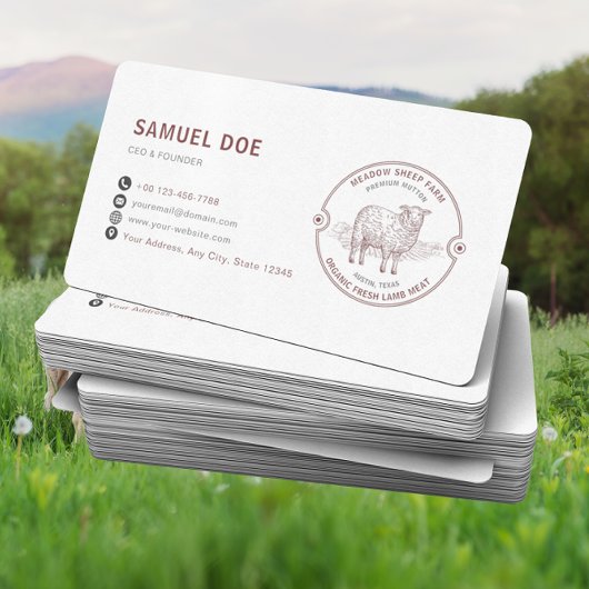Carte De Visite Code QR LOGO Ferme de mouton d'agneau rustique Rou