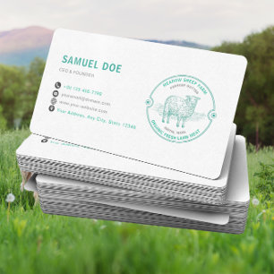 Carte De Visite Code QR LOGO Ferme de moutons d'agneau rustique Ve