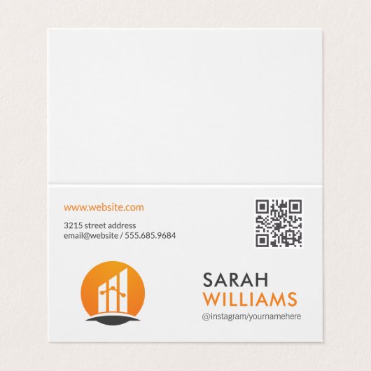 Carte De Visite Code QR | Logo Finance (Extérieur déplié)
