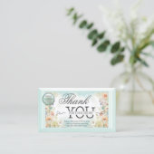Carte De Visite Code QR Logo Floral Boho Merci pour votre commande (Debout devant)