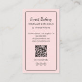 Carte De Visite Code QR Logo Gâteau Cupcake Boulangerie Moderne Ro (Dos)