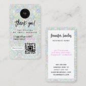 Carte De Visite Code QR & Logo Holographique Paillettes Merci (Devant / Derrière)