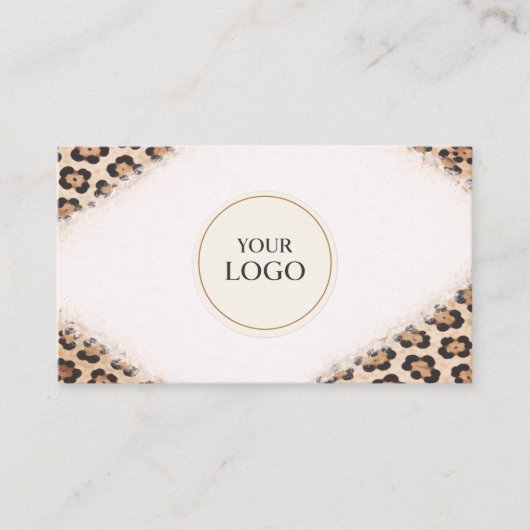 Carte De Visite Code QR Logo Impression Léopard Guépard Profession (Devant)