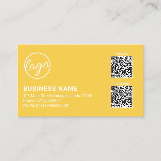 Carte De Visite Code QR Logo Jaune Professionnel Moderne (Devant)