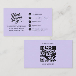 Carte De Visite Code QR Logo Lavande Professionnel