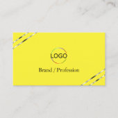 Carte De Visite Code QR Logo Lignes Argent Jaune et Crème (Devant)