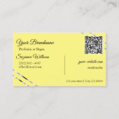Carte De Visite Code QR Logo Lignes Argent Jaune et Crème (Dos)