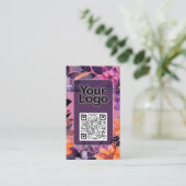 Carte De Visite Code QR Logo Lys Orange Rose Violet (Debout devant)