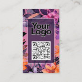 Carte De Visite Code QR Logo Lys Orange Rose Violet (Devant)