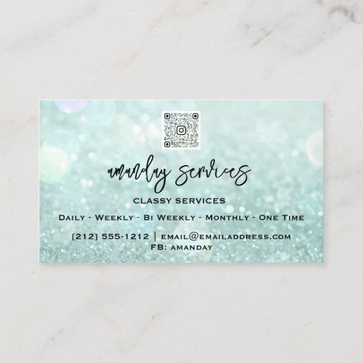 Carte De Visite Code QR Logo Maillot vert de maquillage (Dos)