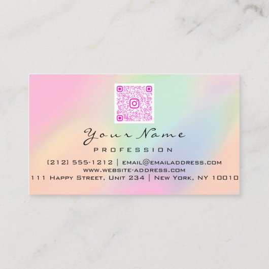 Carte De Visite Code QR Logo Maquillage Artiste Coiffure Nails Pas (Dos)