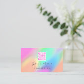 Carte De Visite Code QR Logo Maquillage Artiste Coiffure ongles ro (Debout devant)