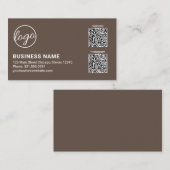 Carte De Visite Code QR Logo Marron Professionnel Moderne (Devant / Derrière)