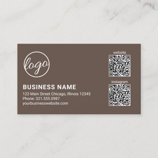 Carte De Visite Code QR Logo Marron Professionnel Moderne (Devant)