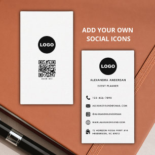 Carte De Visite Code QR Logo Minimaliste Vertical Moderne