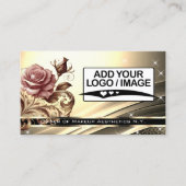 Carte De Visite Code QR Logo Modèle Deluxe Rose d'or Luxe (Devant)