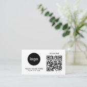 Carte de visite Code QR Logo Moderne Design Blanc (Debout devant)