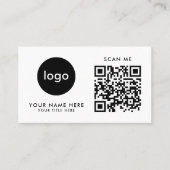 Carte de visite Code QR Logo Moderne Design Blanc (Devant)