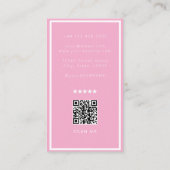 Carte De Visite Code QR Logo Moderne Rose Pâle Coiffeur Blanc  (Dos)