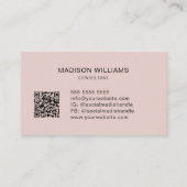Carte De Visite Code QR Logo Monogramme Moderne Rose Pâle Consulta (Dos)