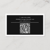 Carte De Visite Code QR Logo Monogramme Professionnel Noir Blanc (Dos)