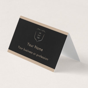 Carte De Visite Code QR Logo Noir & Brun Élégant Professionnel