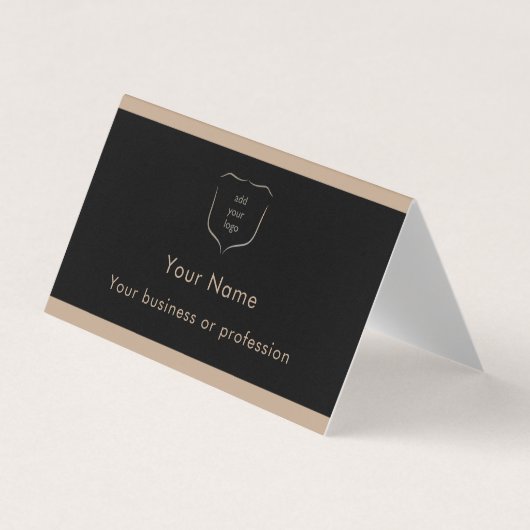 Carte De Visite Code QR Logo Noir & Brun Élégant Professionnel (Devant)