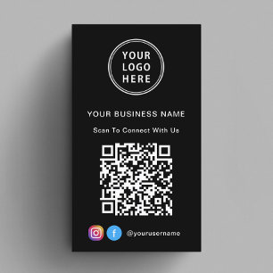 Carte De Visite Code QR Logo Noir Connectez-vous avec nous