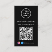 Carte De Visite Code QR Logo Noir Connectez-vous avec nous (Devant)