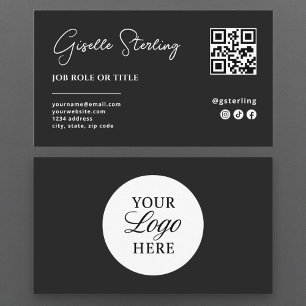 Carte De Visite Code QR Logo Noir Entreprise Professionnelle Scrip