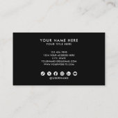 Carte de visite Code QR Logo Noir Moderne Design (Dos)