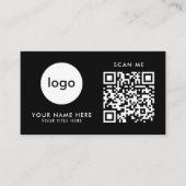 Carte de visite Code QR Logo Noir Moderne Design (Devant)