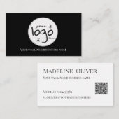 Carte De Visite Code QR Logo noir Moderne Simple (Devant / Derrière)