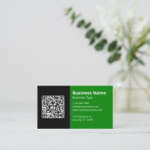 Carte De Visite Code QR Logo Noir Vert (Debout devant)