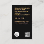 Carte De Visite Code QR Logo Or Noir Minimal Église PASTEUR (Dos)