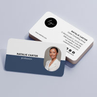 CODE QR Logo OVAL Photo Professional DUSTY BLEU