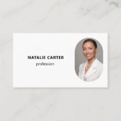 Carte De Visite CODE QR Logo OVAL Photo Professional PLAIN WHITE (Devant)