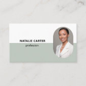 Carte De Visite CODE QR Logo OVAL Photo Professional SAGE VERT (Devant)