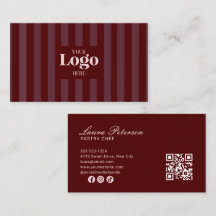 Code QR Logo Pâtisserie Rayures Bourgogne Luxe