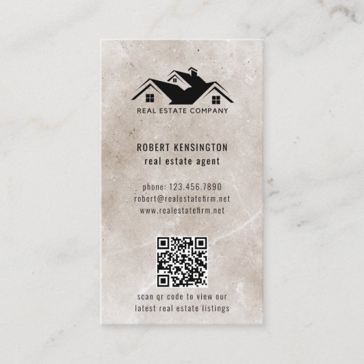 Carte De Visite Code QR Logo personnalisé moderne Agent immobilier (Devant)