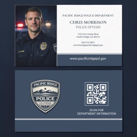 Carte De Visite Code QR Logo Photo Agent de Police