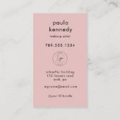 Carte De Visite Code QR Logo Photo Moderne Rose Pâle (Dos)