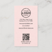 Carte De Visite Code QR Logo Photo Professionnel Rose Pâle Blush (Dos)