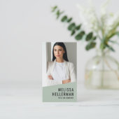 Carte De Visite Code QR Logo Photo Professionnel Vert Vertical (Debout devant)