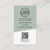 Carte De Visite Code QR Logo Photo Professionnel Vert Vertical (Dos)